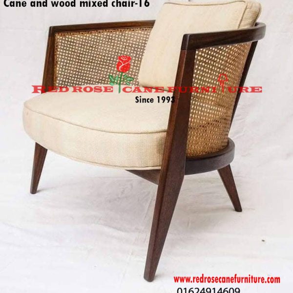 Cane and wood mixed chair