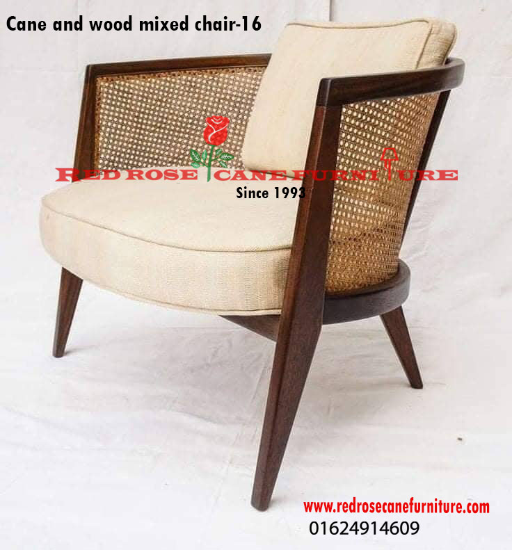 Cane and wood mixed chair