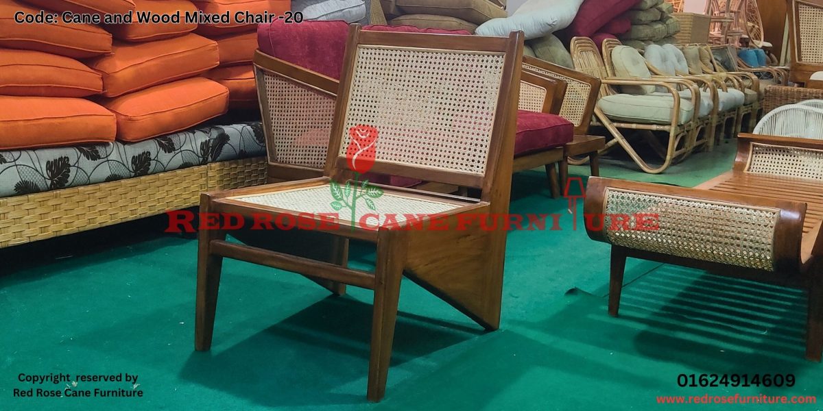 Cane and wood mixed chair -20
