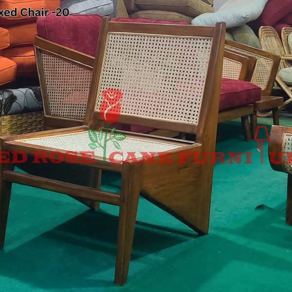 Cane and wood mixed chair -20