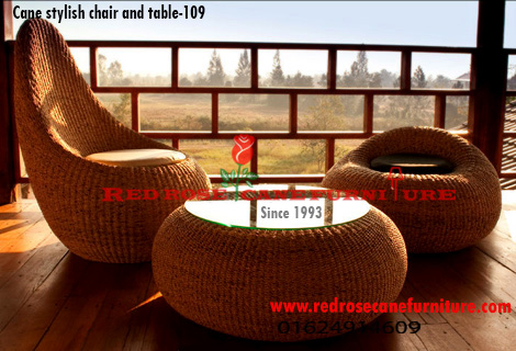 Cane stylish chair and table-109