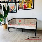 Cane and Wood Mixed Sofa-16