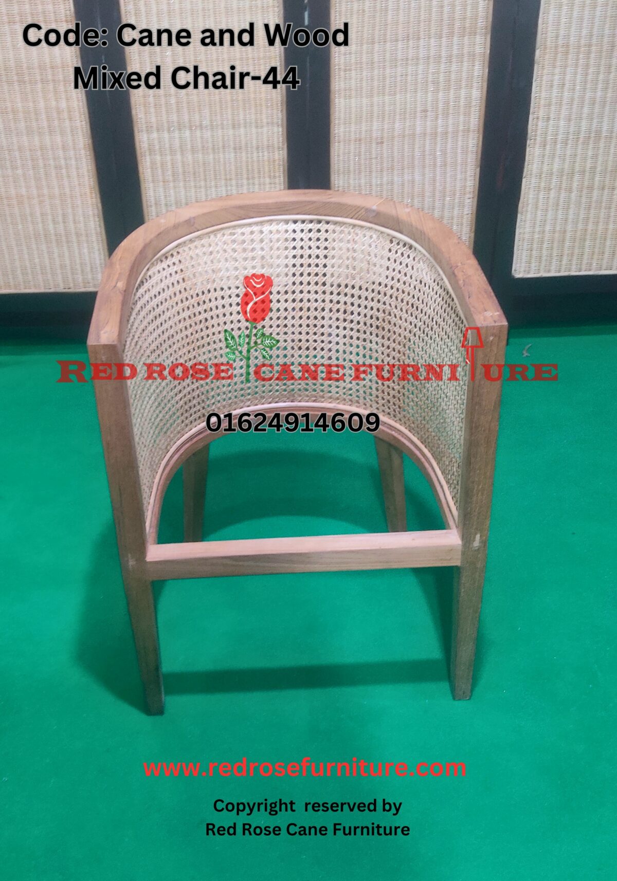 Cane and Wood Mixed Chair-44