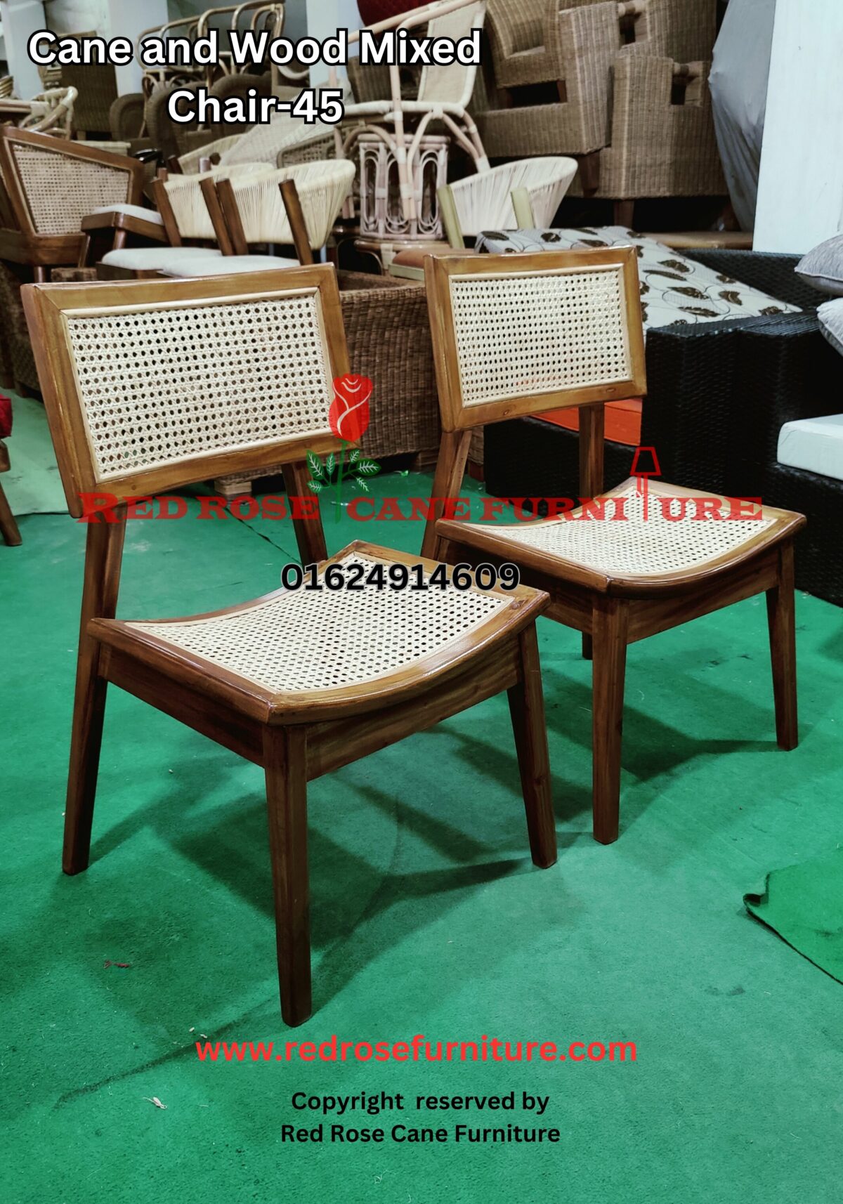 Cane and Wood Mixed Chair-45