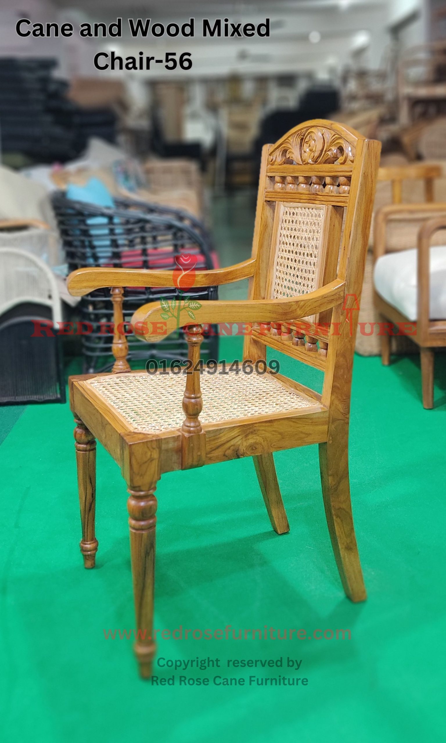 Cane and Wood Mixed Chair-56