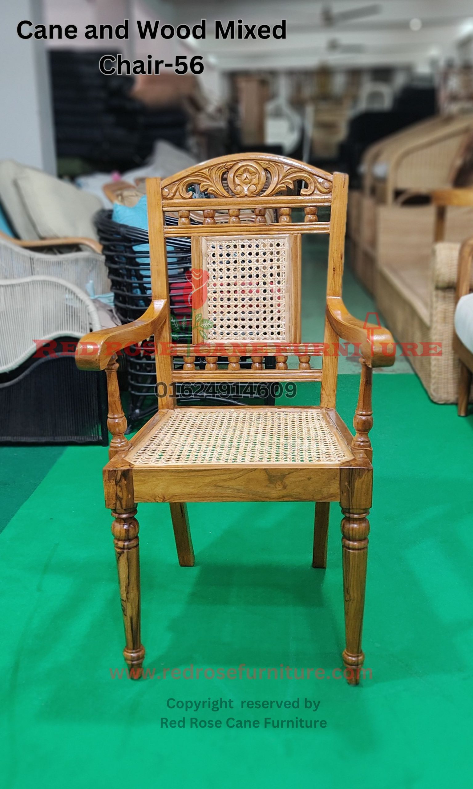 Cane and Wood Mixed Chair-56