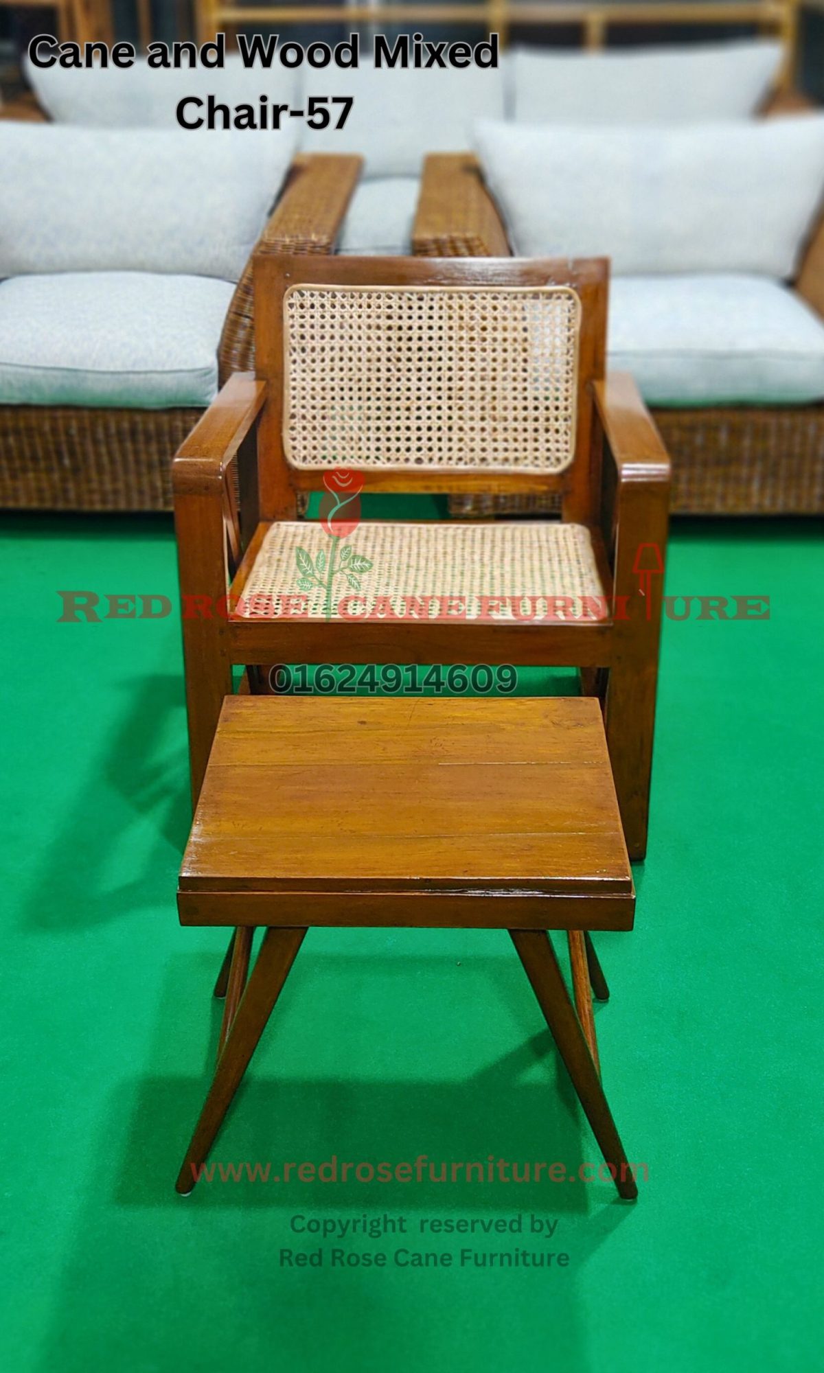 Cane and Wood Mixed Chair-57