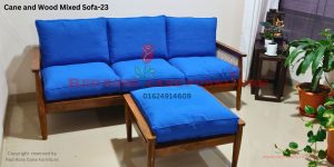 Cane and Wood Mixed Sofa-23