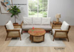 Cane and Wood Mixed Sofa-23