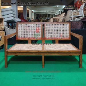 Cane and Wood Mixed Sofa-25