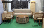 Cane and Wood Mixed Sofa-26 - Image 2