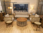 Cane and Wood Mixed Sofa-26