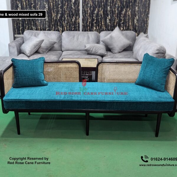 Cane and Wood Mixed Sofa-29