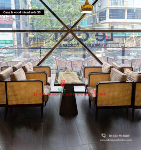 Cane and Wood Mixed Sofa-30