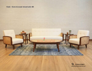 Cane and Wood Mixed Sofa-40
