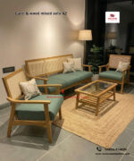 Cane and Wood Mixed Sofa-42