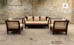 Cane and Wood Mixed Sofa-46